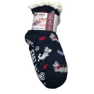 2 Pair Pack Muk Luks Womens Cabin Socks Blue Scottie Dog on 1 Pair Size L/XL New